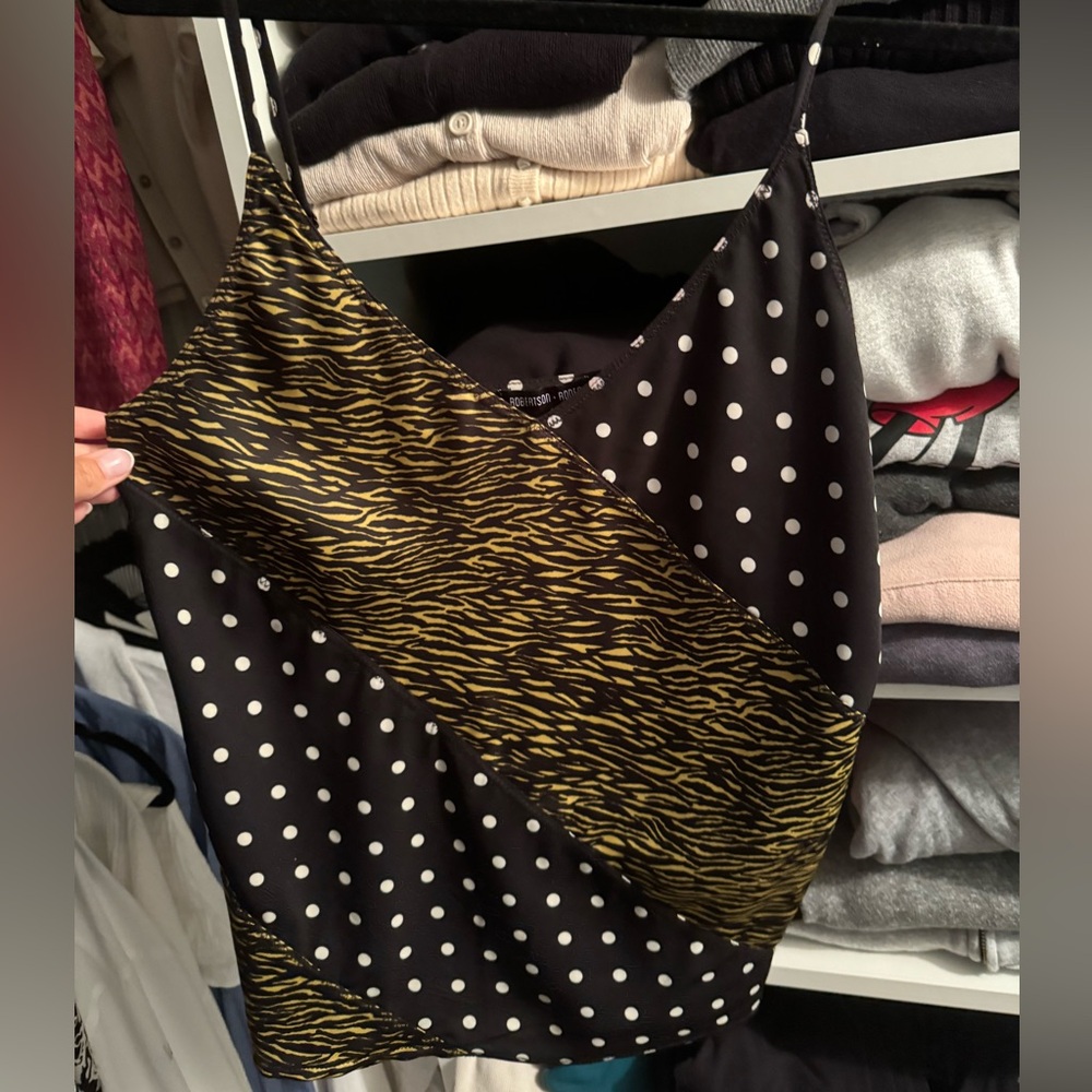 Black and Gold Polka Dot and Animal Print cami